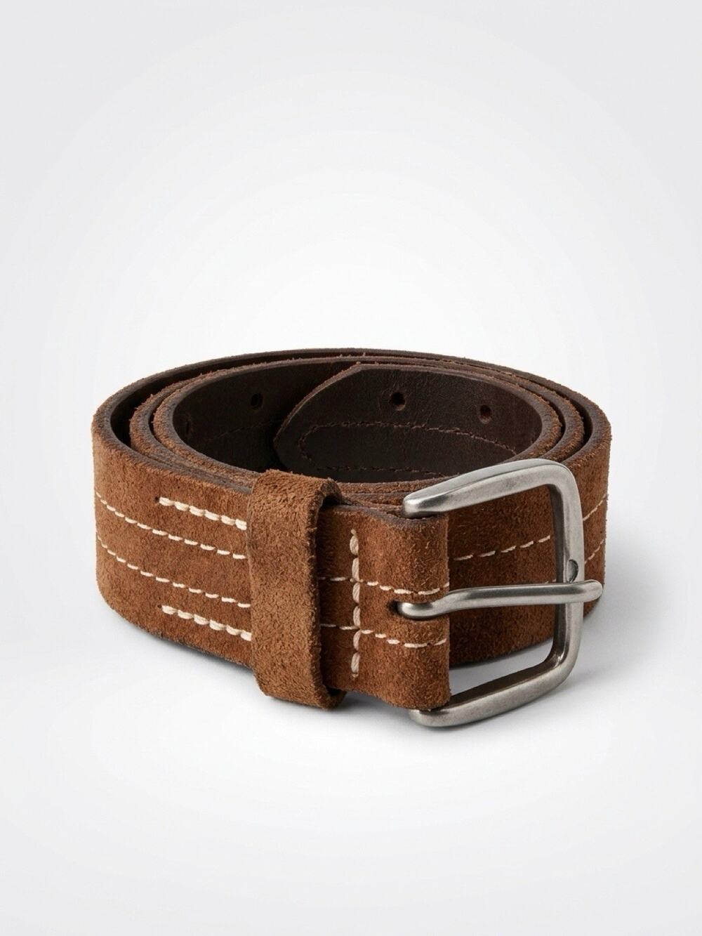 Vintage 90s Light Brown Genuine Leather Suede Belt Unisex S/M 37” Long